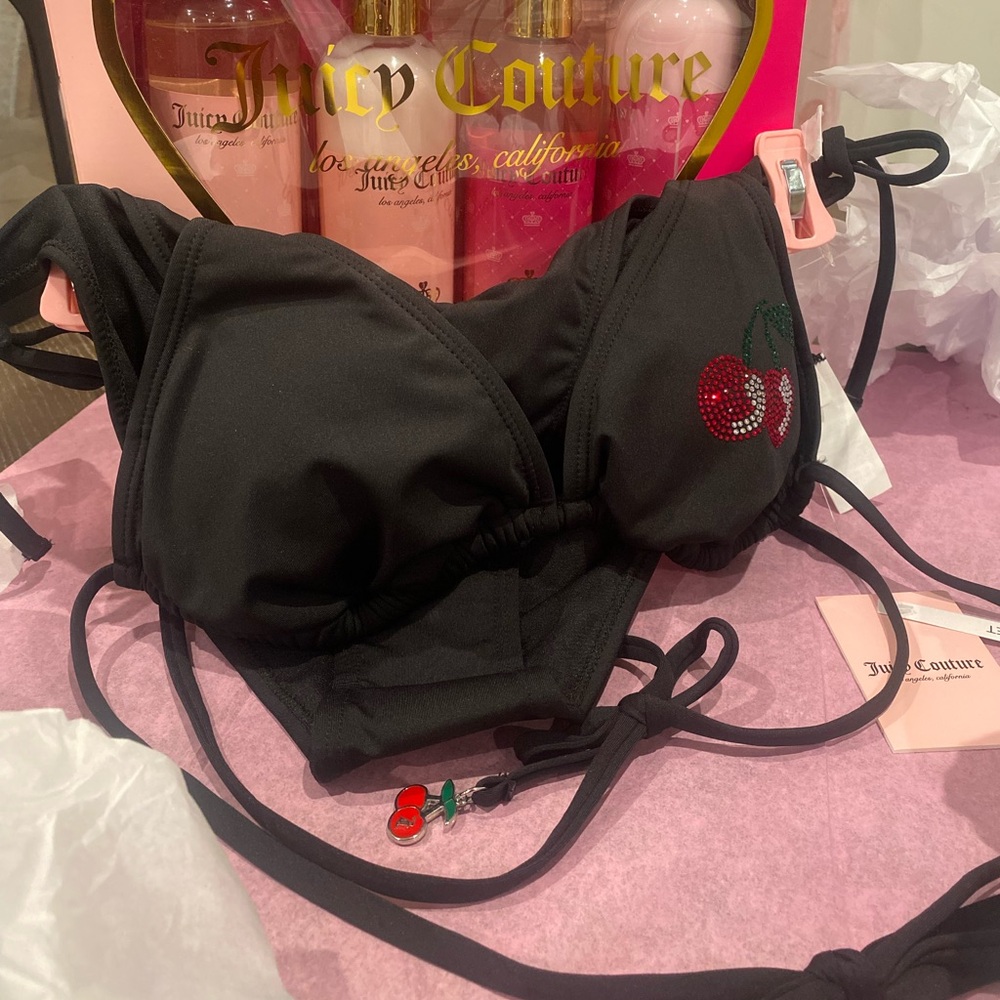 NWT Juicy Couture Cherry Rhinestone Bikini Swimsuit